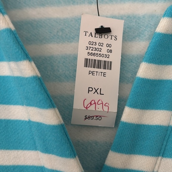 Women’s Talbots Petites Pullover Sweatshirt with Collar Striped, XLP, Blue White - Picture 4 of 6